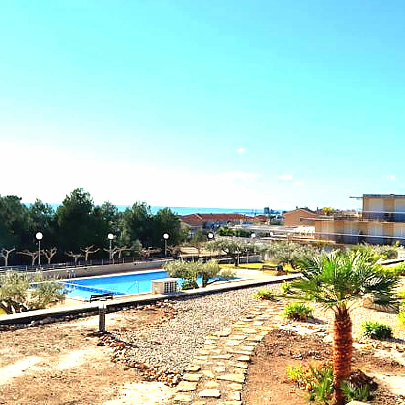 Résidence familiale sécurisée à Alcanar Playa, piscine et vue sur mer, location Delta de l'Ebre